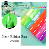 ICE NOVA Base Coat en Caoutchouc Néon Haute Viscosité, Densité Épaisse, Coloration en une seule couche, 2-en-1, Végan, Sans HEMA, Professionnel pour Sculpture