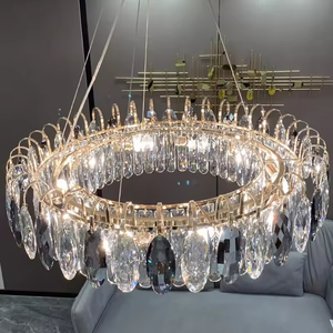 Home <b>Decoration</b> <b>Led</b> Hanging Light Hotel Restaurant Rectangle <b>Led</b> Gray K9 Crystal Chandelier - Product Image 6