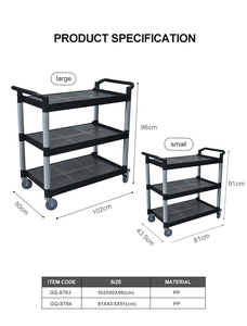 Wholesale 2-Layer Utility Industrial <strong>Service</strong> Trolley <strong>Cart</strong> with Storage Tote Box Hotel &amp; Restaurant Supplies - Product Image 5