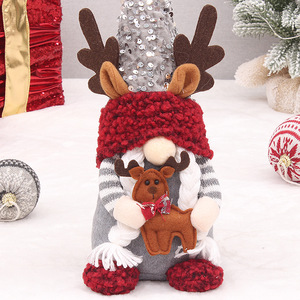 Muñeco de Gnomo Navideño con Gorro de Lentejuelas y Adorno de Reno, Figura Decorativa de Tela para Interiores HX-2263 - Product Image 4