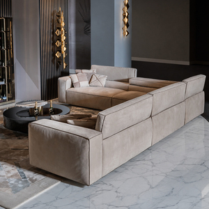 <span class=keywords><strong>Canapé</strong></span> de salon de luxe italien en bois rembourré linéaire 4 <span class=keywords><strong>places</strong></span> avec appui-tête réglable et garnissage en éponge pour villa de direction - Product Image 4