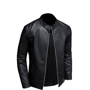 Chaqueta de Cuero y Lona BS International Estilo Racer con Cuello Mao, Cierre de Cremallera, Largo Regular, Unisex, Impermeable y Resistente al Viento - Product Image 3