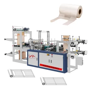 Two layer doubles line flat open and t shirt bag making machine on roll Plastic garbage bag on roll making machine