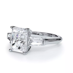 Anillo de compromiso con diamante de corte radiante de 2 quilates, oro blanco de 14K, estilo clásico, piedras laterales en forma de baguette, certificado IGI, joyería para mujer. - Product Image 5