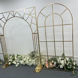 Nouvelle Arche de Mariage en Fer Forgé Électroplaqué, Forme de Dos, Moderne, Écologique, Cadre de Fond Combiné pour Scène - Product Image 5