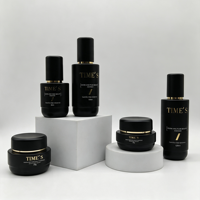 Ensemble de flacons et pots en verre noir mat pour soins de la peau, impression dorée, emballage cosmétique de luxe, contenants en verre pour sérum, lotion, crème