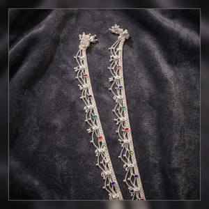 Chevillère en argent sterling 925 avec accents de pierres précieuses colorées et design de chaîne complexe pour femmes, bijoux traditionnels, accessoires de mode - Product Image 4