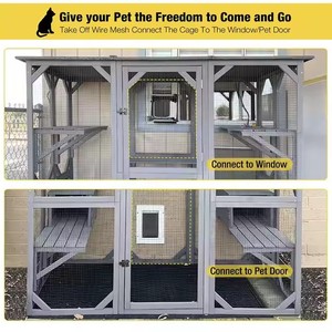 Venta caliente al aire libre gato cerca Villa madera maciza multifuncional mascota cría jaula botón fábrica al por mayor para transfronterizo - Product Image 2