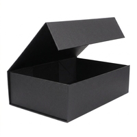 Boîte cadeau pliante magnétique en carton noir mat de luxe avec logo personnalisé pour l'emballage de vêtements et de bijoux