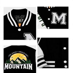 Custom Men Varsity Baseball <b>Jacket</b> PU Leather Sleeve Bomber Casual Streetwear Letterman <b>Jacket</b> OEM ODM Designs - Product Image 5
