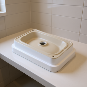 Lavabo Rectangular Moderno de Cerámica Blanca, 19.29 x 12.01 Pulgadas, Orificio de Drenaje de 1-3/4 Pulgadas, Lavabo Empotrable para Baño - Product Image 2