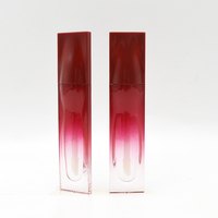 Einzigartige 2ml flache Lipgloss-Behälter röhre Private Label Red Liquid Kosmetik flasche Transparente Lipgloss-Tube Kosmetik verpackung