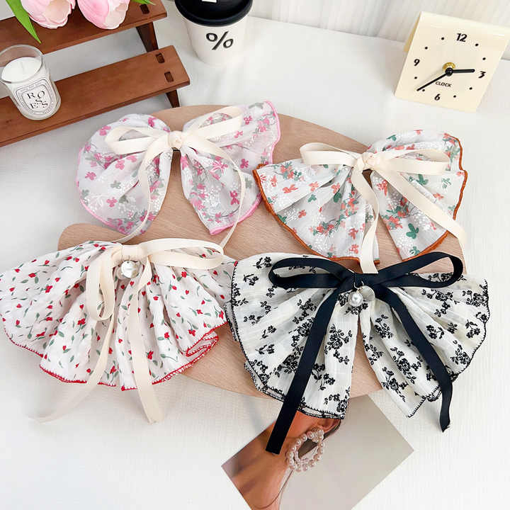 Summer Floral Mini Bow Clip