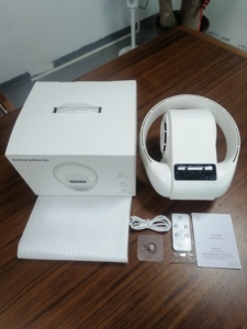 Ventilateur de bureau portable sans pales HEBRON, silencieux, avec affichage numérique LED intelligent, télécommande à cinq vitesses, batterie externe et port USB en forme de tour - Product Image 6