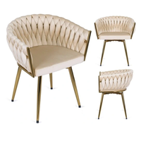 Blanc nordique moderne luxe restaurant doux capitonné fauteuils rembourrés velours salle à manger chaises avec pieds en métal doré
