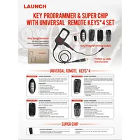 Outils de programmation de clés LAUNCH X431 avec 4 clés et 1 puce Super Chip, compatibles avec la série complète X431 PAD V/ IMMO PLUS/ ELITE