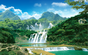 <span class=keywords><strong>Papier</strong></span> <span class=keywords><strong>peint</strong></span> mural 3D personnalisé non tissé, effet cascade, montagnes vertes, paysage aquatique, photo murale 3D à coller et décoller - Product Image 5
