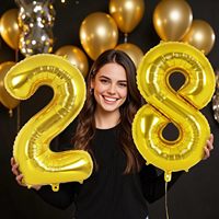 Globos Gigantes de Número 0-9 de 32 Pulgadas en Dorado, Plateado y Oro Rosa, Ecológicos y Reciclables, para Fiestas de Cumpleaños, Venta al Por Mayor