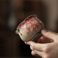 Tasse à thé en céramique chinoise peinte à la main avec des pivoines, tasse à thé Kung Fu faite à la main, tasse à thé pour la maison, pour les amateurs de thé