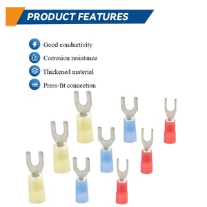 Cnxi thương hiệu chuyên nghiệp đôi uốn Spade thiết bị đầu cuối Nylon cách điện màu đỏ đồng kết nối nhà máy kết nối cáp trực tiếp - Product Image 3