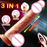 Masturbateur Féminin Massant Chauffant, Vibrateur Dildo Réaliste Énorme en Silicone, Télescopique et Pénétrant pour Femmes