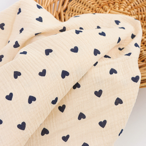 Oeko-Tex Giấy Chứng Nhận Tùy Chỉnh Thiết Kế Tim In Đôi Lớp Gạc Bông Muslin Chất Lượng Tốt Cho Bé Chăn Và Quần Áo - Product Image 2