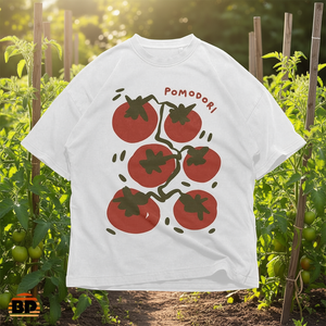 T-shirt unisexe en coton épais avec motif Pomodori, cadeau pour les jardiniers, les gourmets et les cuisiniers - Product Image 3
