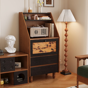 Meuble d'appoint en bois massif My Nest avec portes, 5 compartiments de rangement, meuble de salon, design moderne minimaliste - Product Image 4