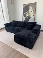 Sofá Seccional en Forma de L Moderno de Alta Calidad, Convertible, Diseño Afelpado de Corduroy, Sofá Cama Comprimido al Vacío para Apartamento u Hotel