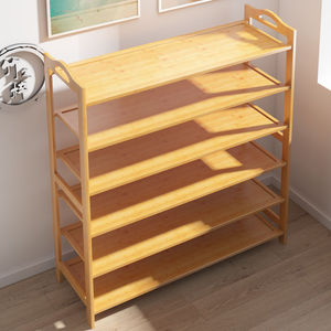 Bamboo Multi Layer <b>Shoe</b> Rack Rectangular Standing Type <b>Space</b> <b>Saving</b> Entryway <b>Storage</b> - Product Image 1