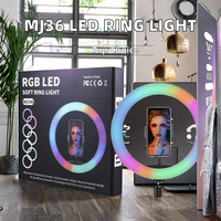 Vente flash : Anneau lumineux LED RGB de 14 pouces, professionnel, de haute qualité, pour le maquillage, les selfies, les vidéos, les films et les vlogs