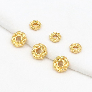 ลูกปัดทองคำชุบ 14K ลายพิมพ์คงสี, ลูกปัดแบนลายพิมพ์หมุนได้, อุปกรณ์ตกแต่งเครื่องประดับ, DIY - Product Image 2