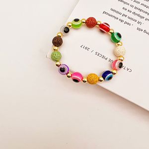Bracelet élastique œil porte-bonheur coloré, imitation perle, pierre volcanique, bijoux perlés, cadeau unisexe, origine Yiwu - Product Image 3