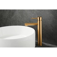 High-quality Basin with High Straight Carved Handle Drawing Gold Bathroom Faucet Hot and Cold Mixer