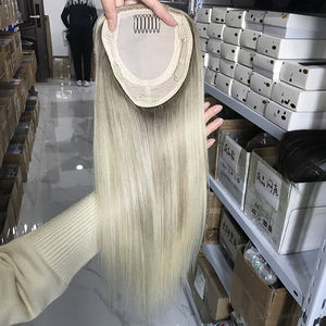 Personalización de fábrica cutícula alineada cruda 100% cabello humano color platino Larga vida reutilización seda base superior toppers mujeres - Product Image 2