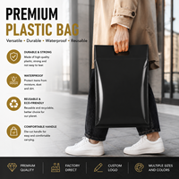 Sac en plastique noir personnalisé avec poignée découpée, imperméable, réutilisable pour vêtements, cosmétiques, livres, cadeaux, impression de logo OEM
