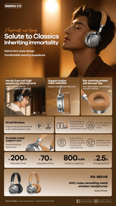 หูฟัง RB-980HB ตัดเสียงรบกวน สำหรับเล่นเกมส์และกีฬา เชื่อมต่อไร้สายด้วยบลูทูธ 5.4 - Product Image 2