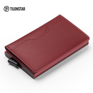 TILONSTAR TVC109 Holds 12 <b>Card</b> ID Credit <b>Card</b> Protector <b>Wallets</b> Aluminum Pop up <b>Wallet</b> RIFD Bifold Leather <b>Card</b> <b>Holder</b> - Product Image 2
