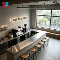 Comptoir de café en acier inoxydable pour usine, bar industriel, boutique, comptoir de présentation personnalisé pour café