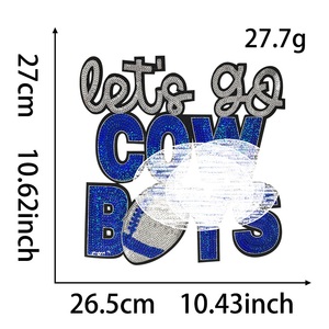 Lascia <span class=keywords><strong>andare</strong></span> i capi con paillettes Patch di ferro su ricamo con nome sportivo grande toppa ricamata con paillettes - Product Image 4