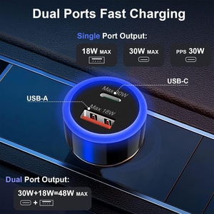 Pd3.0 Qc3.0 Kép Port <span class=keywords><strong>Adapter</strong></span> 48W <span class=keywords><strong>USB</strong></span>-A <span class=keywords><strong>USB</strong></span>-C Xe Sạc Siêu Nhanh Sạc Thiết Bị Thông Minh Tương Thích Xe AC DC Hội Đồng Quản Trị Chuyển Đổi - Product Image 3