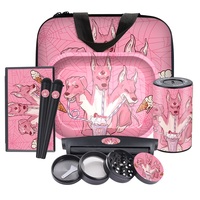 Kit complet d'accessoires pour fumeurs : Grinder à herbes personnalisé avec logo, pot de rangement, sac et plateau à rouler – Vente en gros
