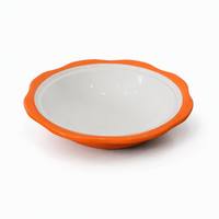 Bol en mélamine blanc et orange à bord festonné, motif floral, qualité alimentaire, incassable, pour la restauration et l'hôtellerie (vente en gros)