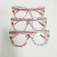 Cadre de lunettes décoratif en perles de météore transparentes roses pour femmes, vente en gros mixte