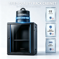Rak Server Pintu Kaca Temper Berkualitas Tinggi 6U 9U 4U Kabinet Jaringan Profesional untuk Pusat Data, Warna Hitam, Tahan Air