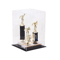 Vitrine cubique transparente personnalisée Vitrine pour anneau de trophée de champion Collection de balles de golf de sport Boîte de présentation en acrylique avec base noire