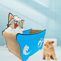 OEM Vente en gros Lit pour chat en carton durable, antidérapant et anti-poussière, avec griffoir intégré, en forme de baignoire