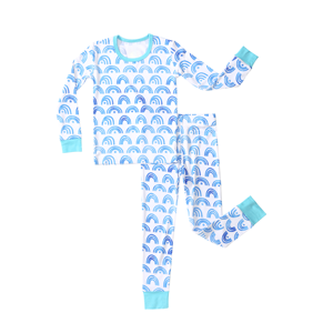 Ensemble de pyjama pour bébé unisexe personnalisé 95% bambou 5% élasthanne, vêtements 2 pièces, impression à manches longues, pyjama décontracté, vêtements de nuit, pyjamas pour enfants - Product Image 1