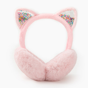 Orejeras de Invierno Creativas Estilo Coreano, Orejeras de Gato con Diseño de Arena Movediza, de Felpa de Poliéster, Lindas para Adultos - Product Image 1
