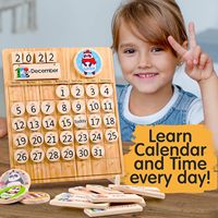 Artisanat en bois pour les aides pédagogiques des Lumières, fournitures d'enseignement en classe pour enfants, calendrier perpétuel créatif en bois massif